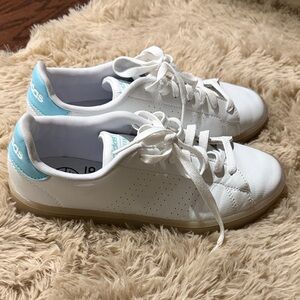 Adidas Women's White and Light Blue Sneakers
